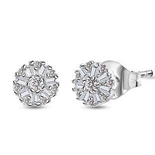 and Ruby Sterling Silver Cluster Shaped Earring Jacket with Diamonds G-H,I2-I3 0.24 ct. tw. 